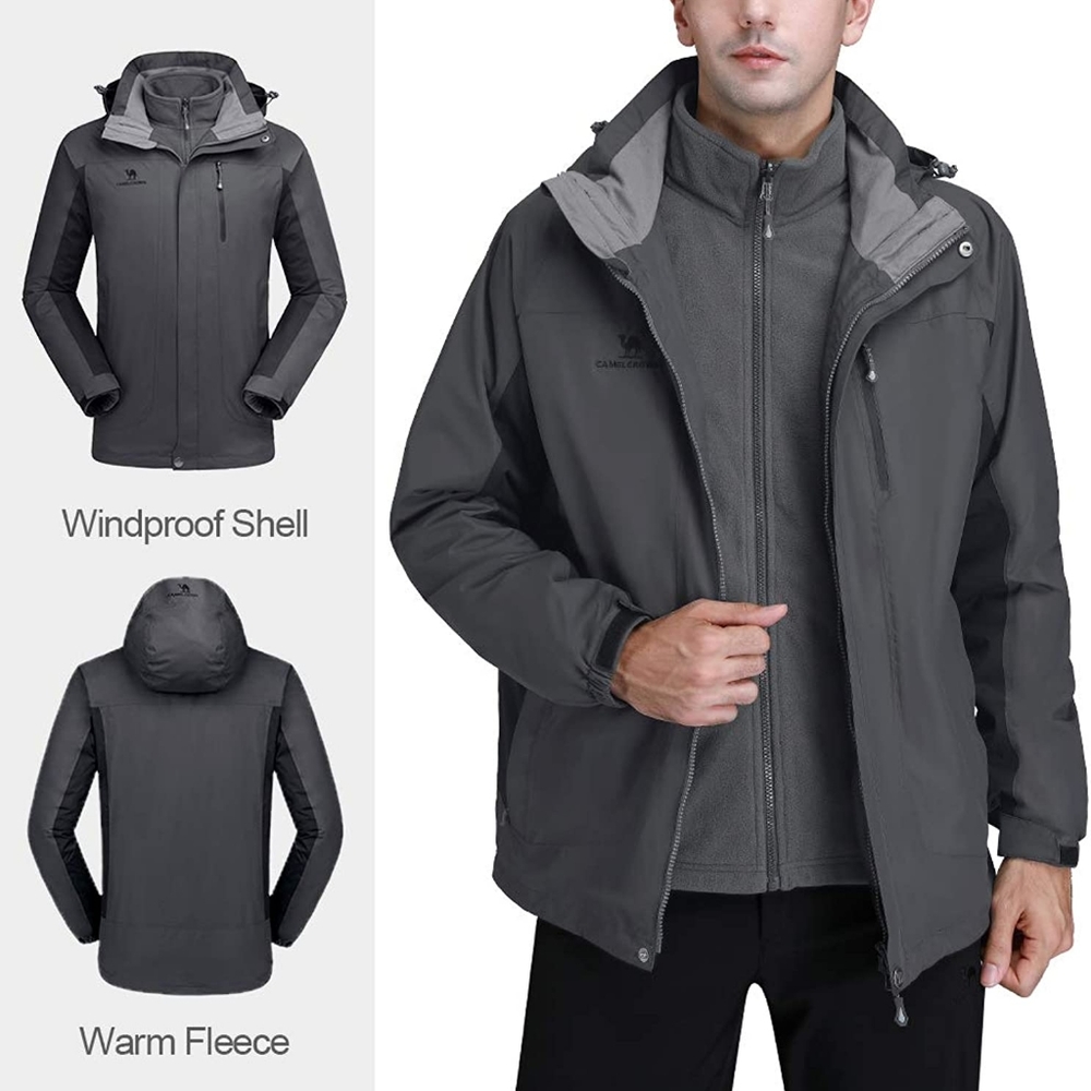 Camel crown man waterproof ski jacket 3-in-1.color.Dark Grey. Size M.
